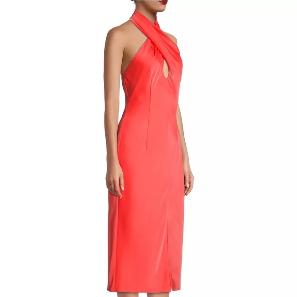 Aidan by Aidan Mattox Womens Pleated Midi Halter Dress size 16 NEW